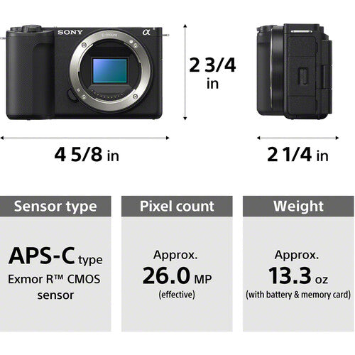 Sony ZV-E10 II Mirrorless Camera with 16-50mm f/3.5-5.6 Lens and Basic Bundle (Black)