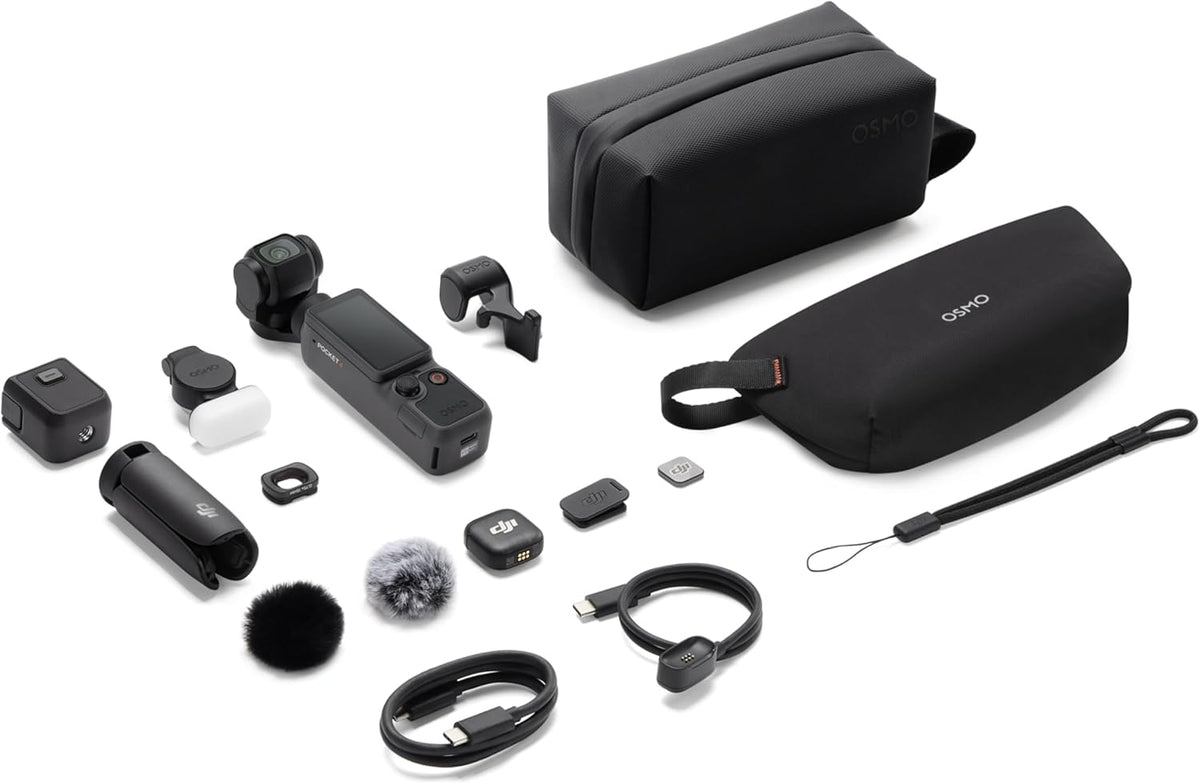 DJI Osmo Pocket 4 Creator Combo, Vlogging Cameras, 4K/240fps Vlog Camera, 3-Axis Stabilization, Active Track 7.0, Mic + Fill Light Included + 128GB Memory, + Selfie Stick + More